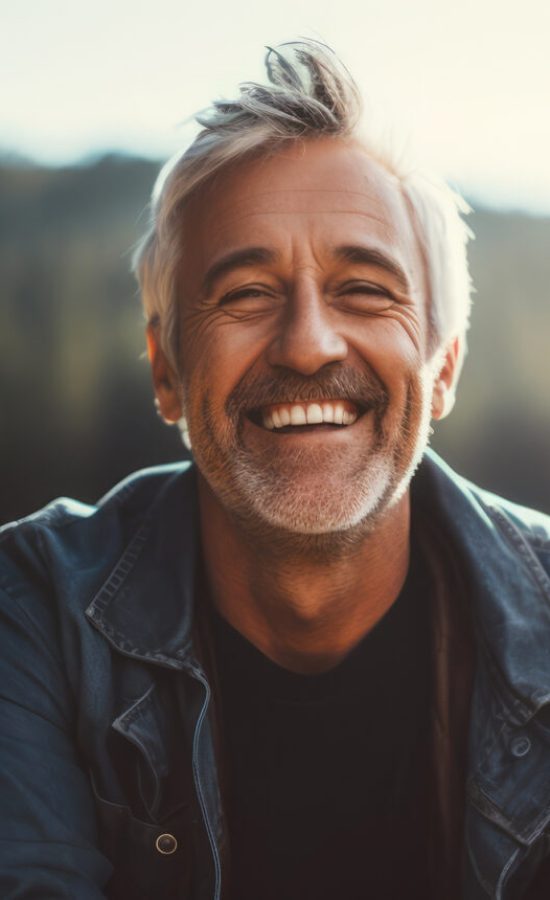 Smiling middle-aged man outdoors